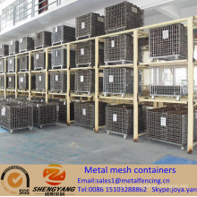 Usine de vente des équipements de stockage industriels soudés cages pliables recycler Gitterboxes 4 couches des conteneurs de maille métalliques empilables